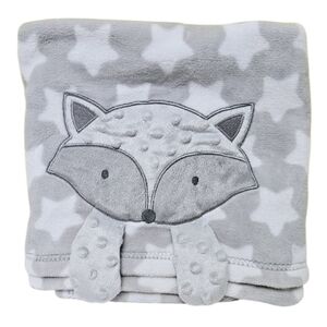 Baby Gear Cute and Super Soft Gray Raccoon & White Stars Minky Baby Blanket‎